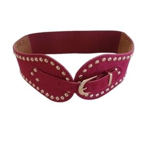 Fancy Studded Red Velvet Buckle Belt Accessories Small / Medium